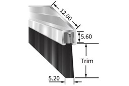 T1 45° brush strip c/w 7mm nylon trim