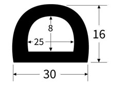 12.5mx30x16mm D section rubber buffer