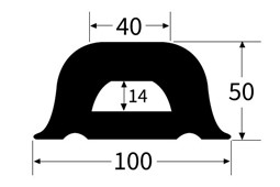 3mx100x50mm D section rubber buffer